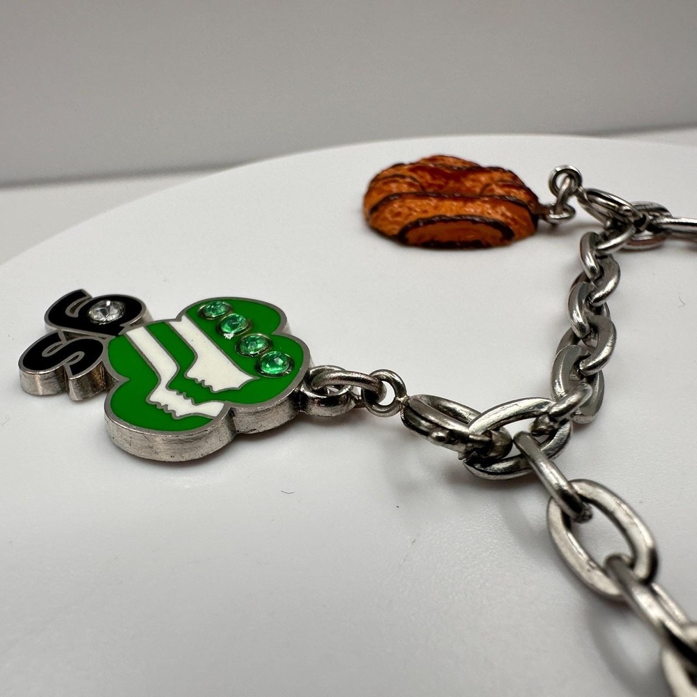 Vintage Y2K CHARM IT! Girl Scouts Bracelet Samoas Cookie Trefoil Rhinestone - Picture 10 of 12